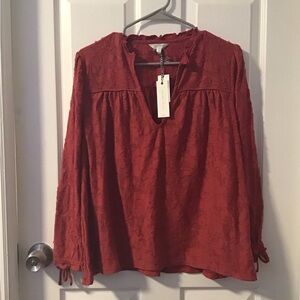 NWT! Lucky Brand Rust Lace Blouse